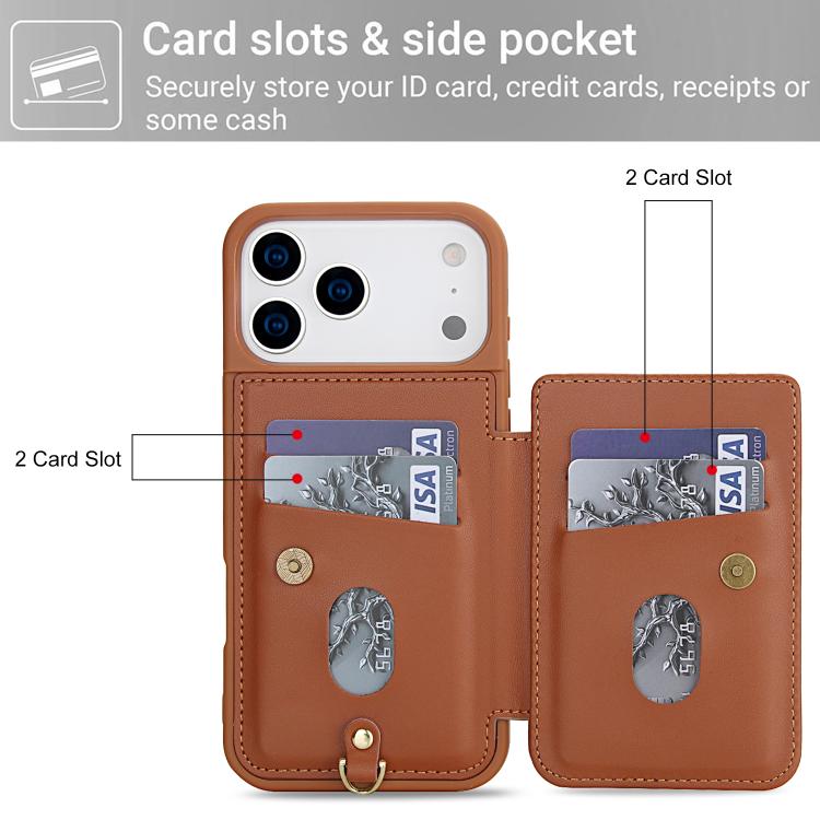 For iPhone 17 Pro Max Crossbody Flower Pattern Leather Phone Case