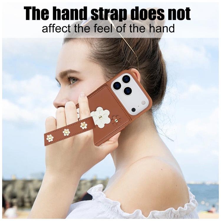 For iPhone 17 Pro Max Crossbody Flower Pattern Leather Phone Case