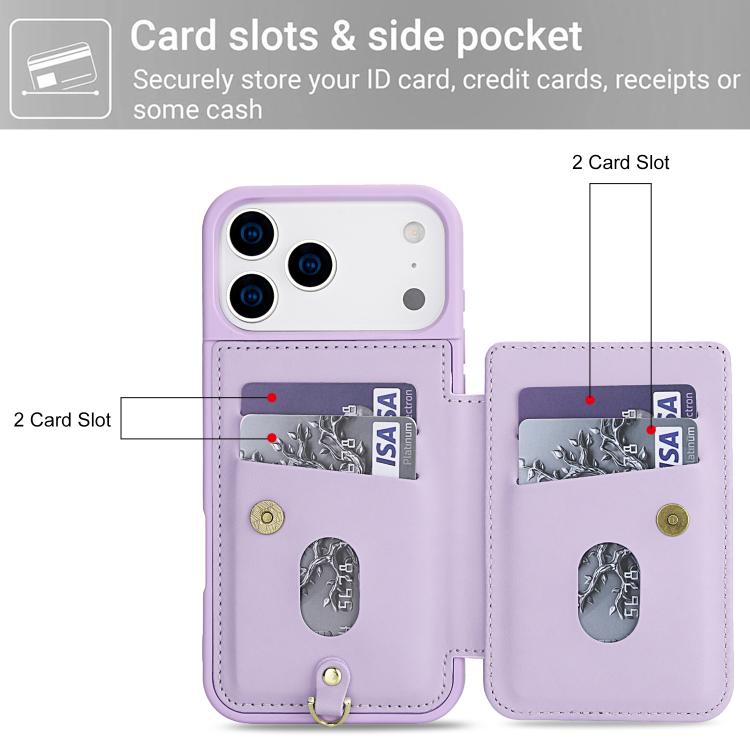 For iPhone 17 Pro Crossbody Flower Pattern Leather Phone Case