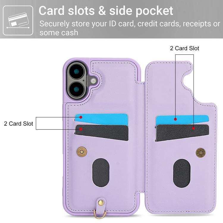 For iPhone 17 Crossbody Flower Pattern Leather Phone Case