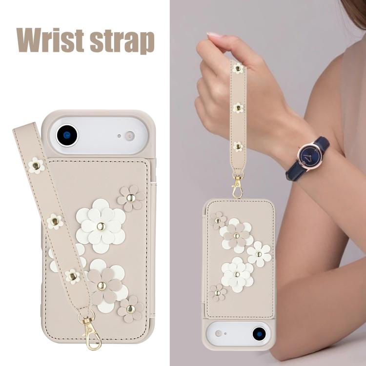 For iPhone Air Crossbody Flower Pattern Leather Phone Case