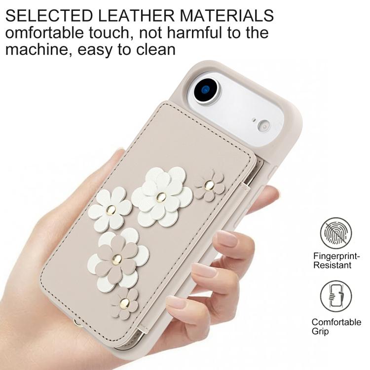 For iPhone Air Crossbody Flower Pattern Leather Phone Case