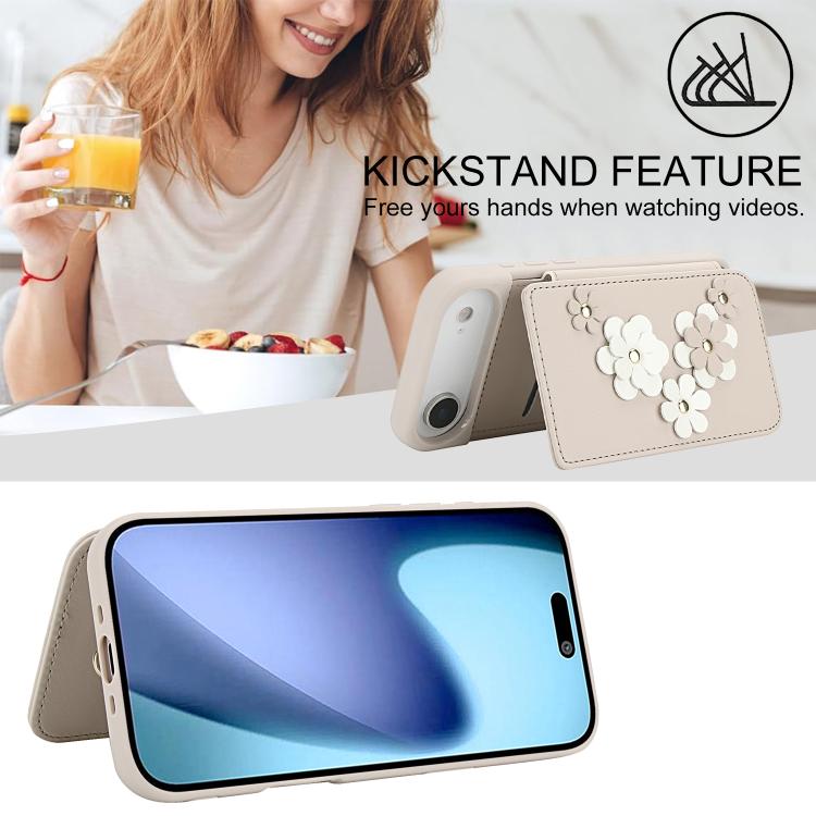 For iPhone Air Crossbody Flower Pattern Leather Phone Case
