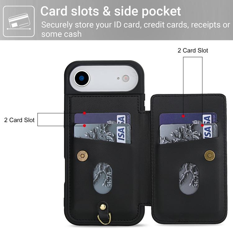 For iPhone Air Crossbody Flower Pattern Leather Phone Case