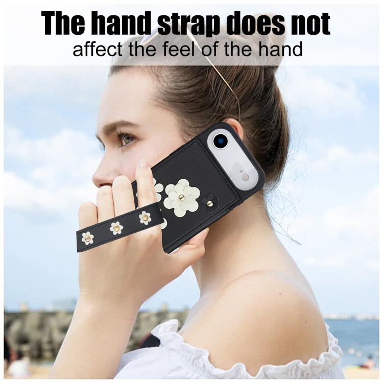 For iPhone Air Crossbody Flower Pattern Leather Phone Case