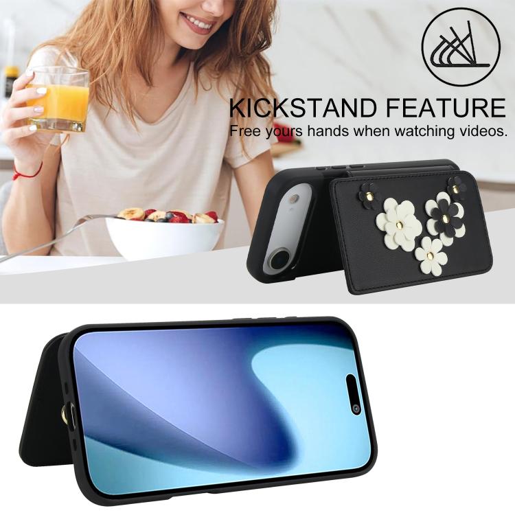 For iPhone Air Crossbody Flower Pattern Leather Phone Case