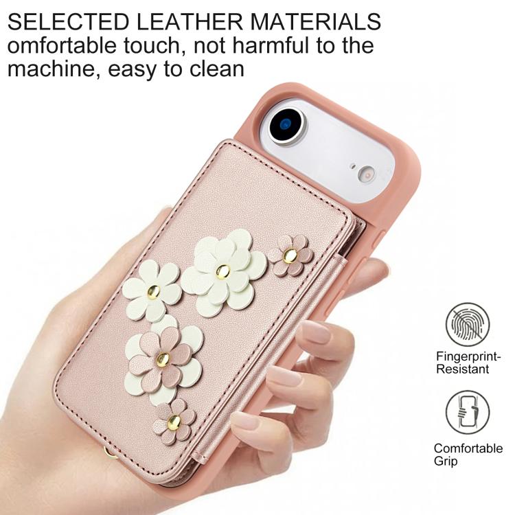 For iPhone Air Crossbody Flower Pattern Leather Phone Case
