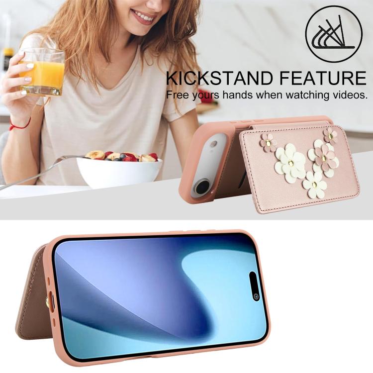 For iPhone Air Crossbody Flower Pattern Leather Phone Case