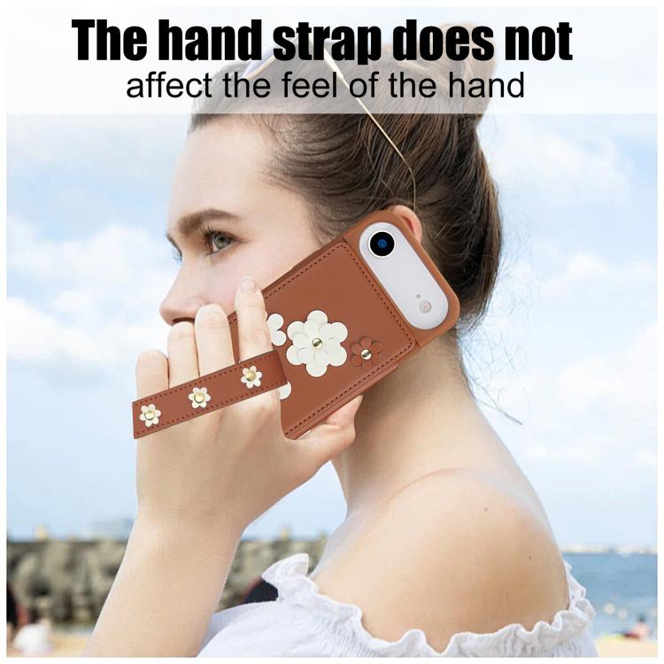 For iPhone Air Crossbody Flower Pattern Leather Phone Case