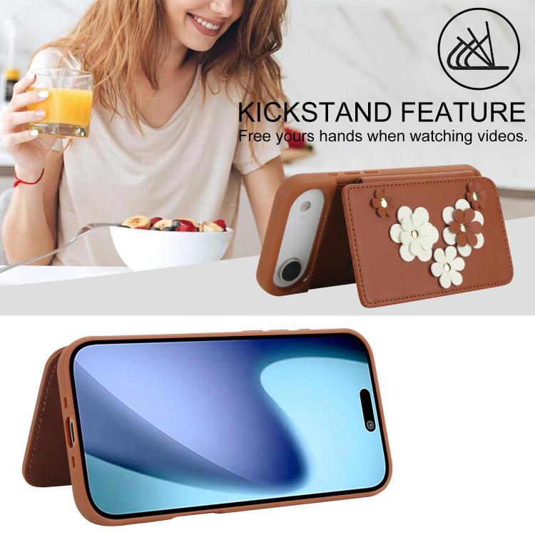 For iPhone Air Crossbody Flower Pattern Leather Phone Case