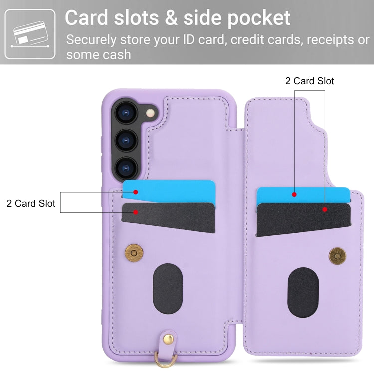 For Samsung Galaxy S22+ 5G Crossbody Flower Pattern Leather Phone Case