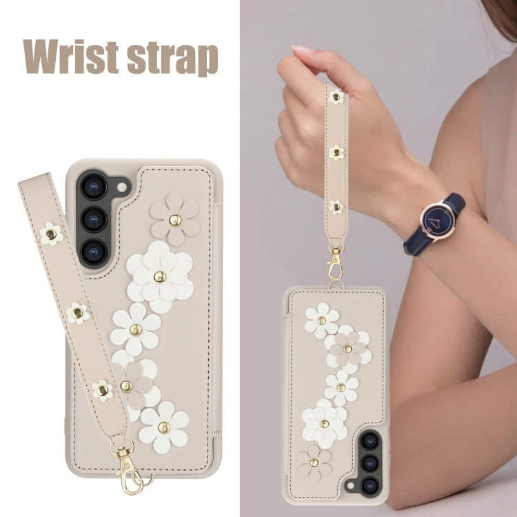 For Samsung Galaxy S23+ 5G Crossbody Flower Pattern Leather Phone Case