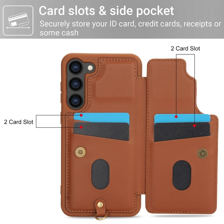 For Samsung Galaxy S25+ 5G Crossbody Flower Pattern Leather Phone Case