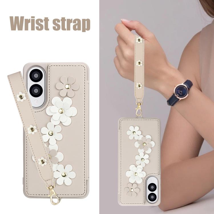 For Samsung Galaxy S25 Edge 5G Crossbody Flower Pattern Leather Phone Case