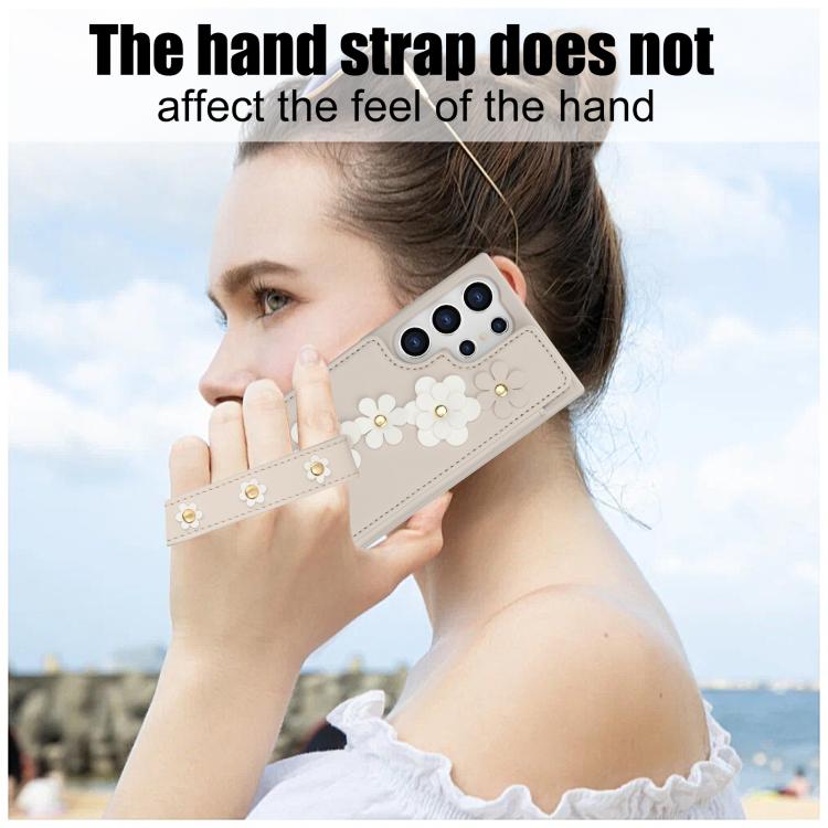For Samsung Galaxy S26 Ultra 5G Crossbody Flower Pattern Leather Phone Case