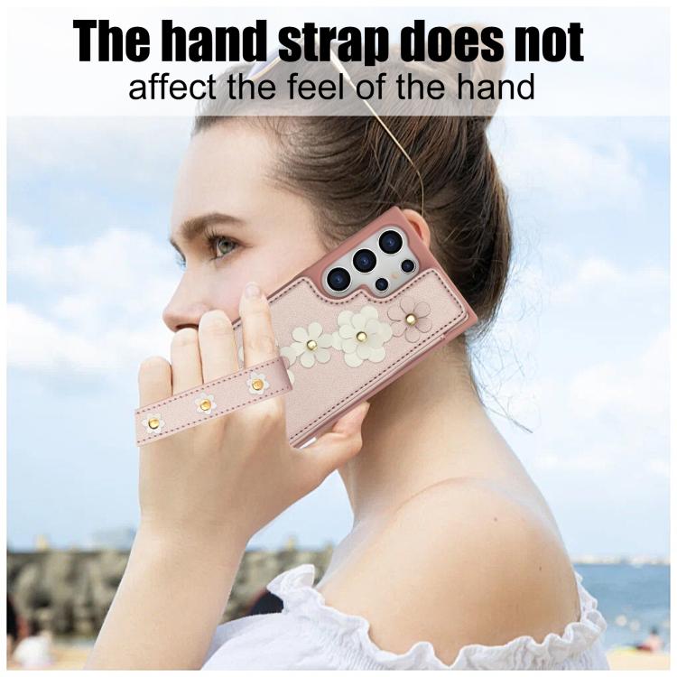 For Samsung Galaxy S26 Ultra 5G Crossbody Flower Pattern Leather Phone Case