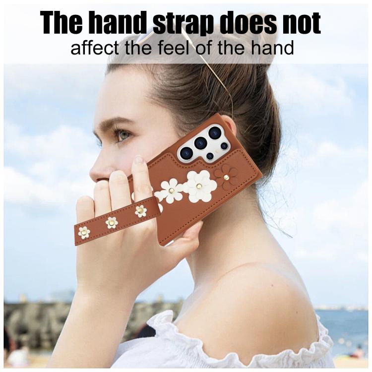 For Samsung Galaxy S26 Ultra 5G Crossbody Flower Pattern Leather Phone Case