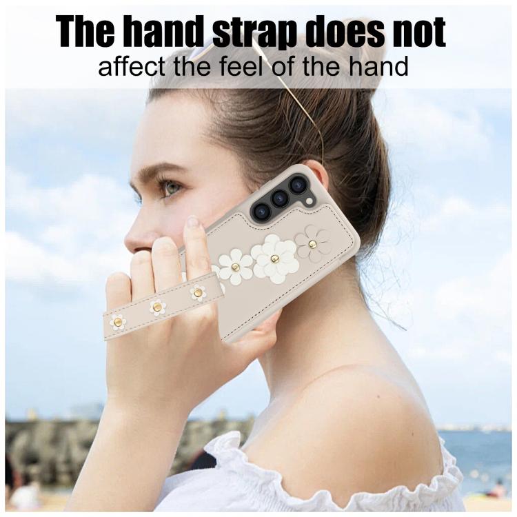 For Samsung Galaxy S26 5G Crossbody Flower Pattern Leather Phone Case