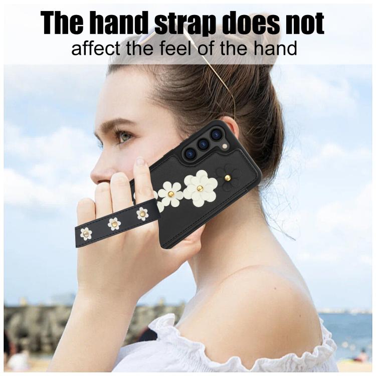 For Samsung Galaxy S26 5G Crossbody Flower Pattern Leather Phone Case