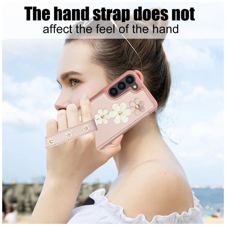 For Samsung Galaxy S26 5G Crossbody Flower Pattern Leather Phone Case