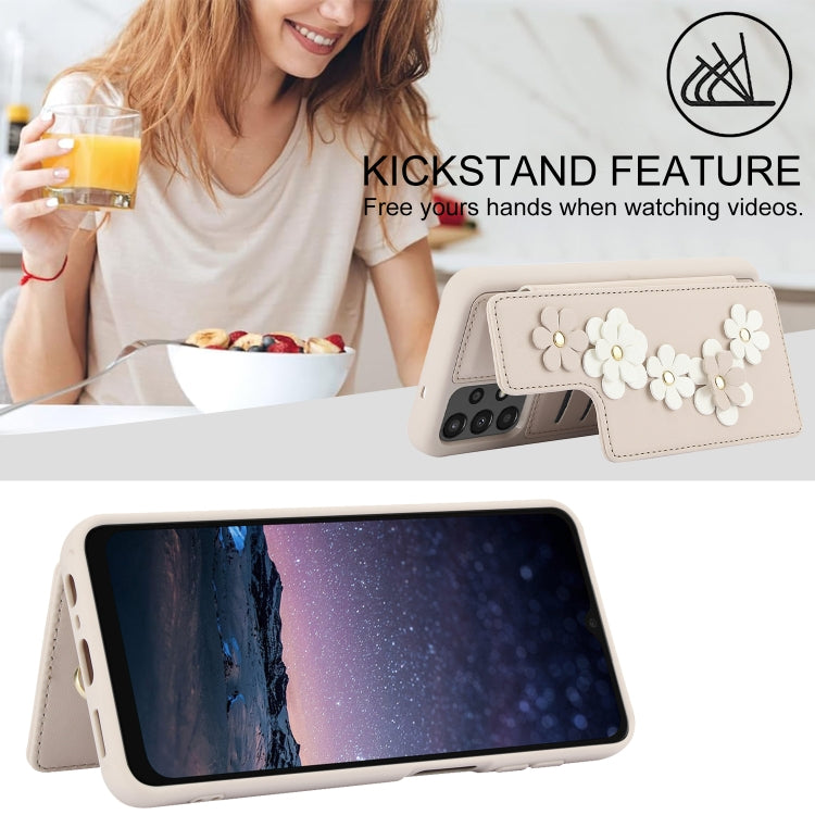 For Samsung Galaxy A53 Crossbody Flower Pattern Leather Phone Case