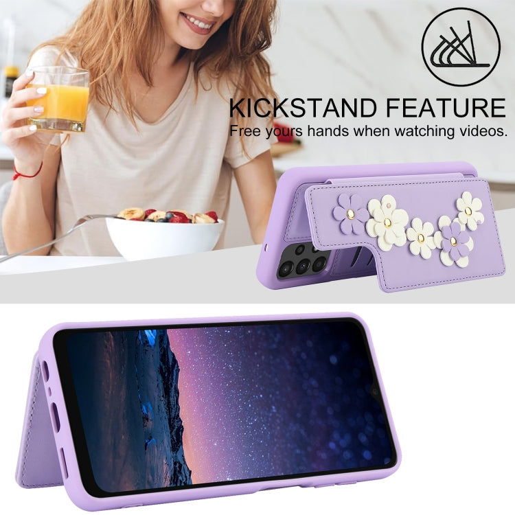 For Samsung Galaxy A53 Crossbody Flower Pattern Leather Phone Case