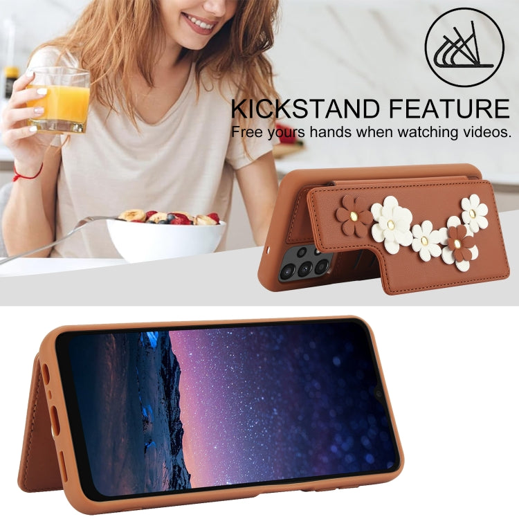 For Samsung Galaxy A53 Crossbody Flower Pattern Leather Phone Case