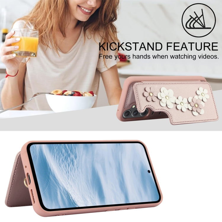 For Samsung Galaxy A54 Crossbody Flower Pattern Leather Phone Case