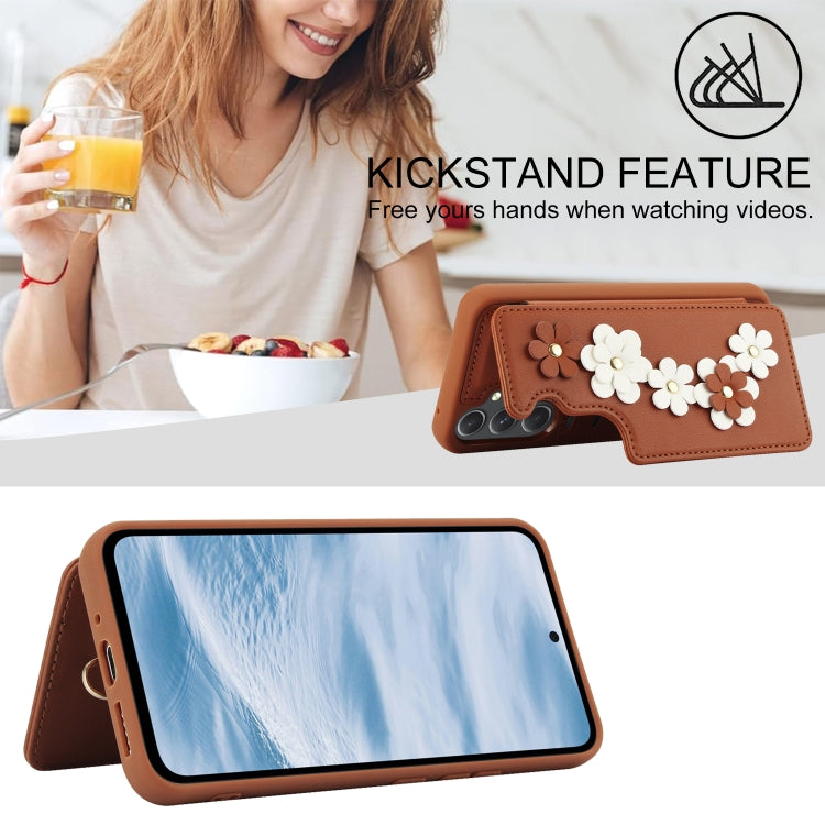 For Samsung Galaxy A54 Crossbody Flower Pattern Leather Phone Case