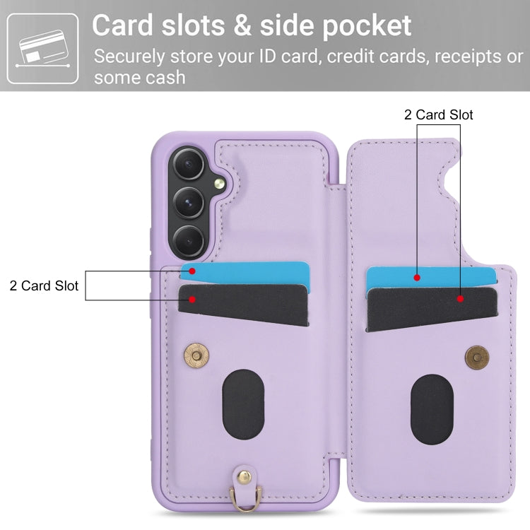 For Samsung Galaxy A15 Crossbody Flower Pattern Leather Phone Case