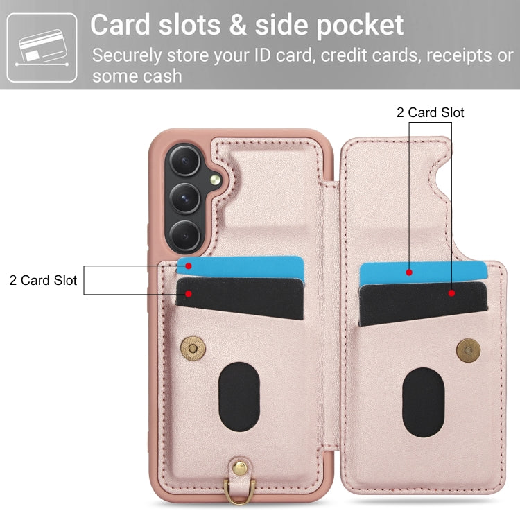 For Samsung Galaxy A55 Crossbody Flower Pattern Leather Phone Case