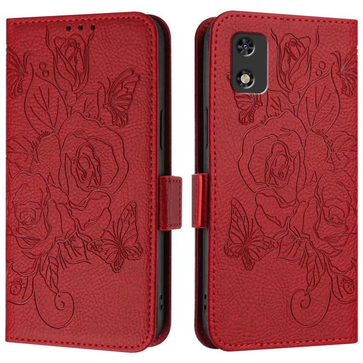 For Tecno Pop 5c / itel A23 Pro / A17 Embossed Rose RFID Anti-theft Leather Phone Case
