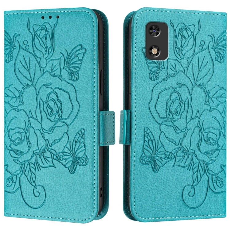 For Tecno Pop 5c / itel A23 Pro / A17 Embossed Rose RFID Anti-theft Leather Phone Case