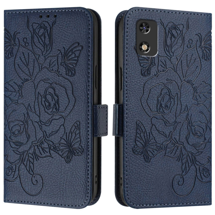 For Tecno Pop 5c / itel A23 Pro / A17 Embossed Rose RFID Anti-theft Leather Phone Case