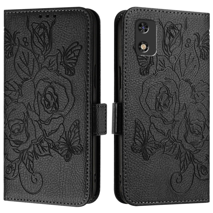 For Tecno Pop 5c / itel A23 Pro / A17 Embossed Rose RFID Anti-theft Leather Phone Case