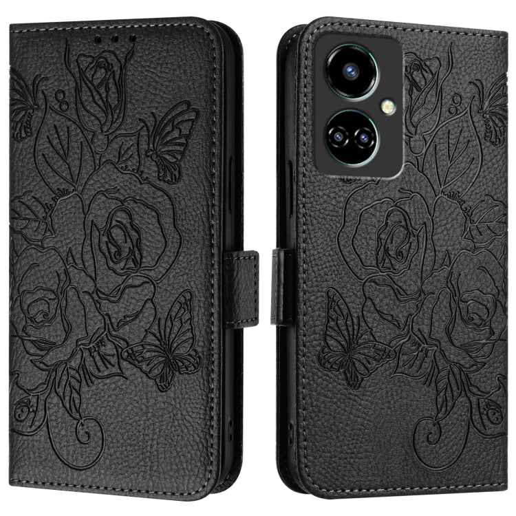 For Tecno Camon 19 Embossed Rose RFID Anti-theft Leather Phone Case