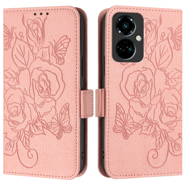 For Tecno Camon 19 Pro 5G Embossed Rose RFID Anti-theft Leather Phone Case