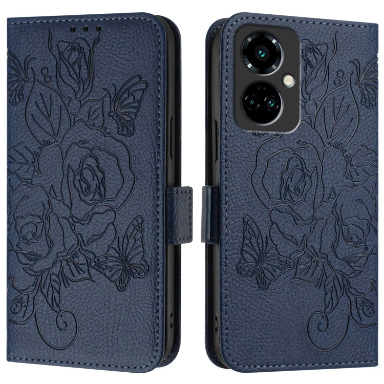 For Tecno Camon 19 Pro 5G Embossed Rose RFID Anti-theft Leather Phone Case