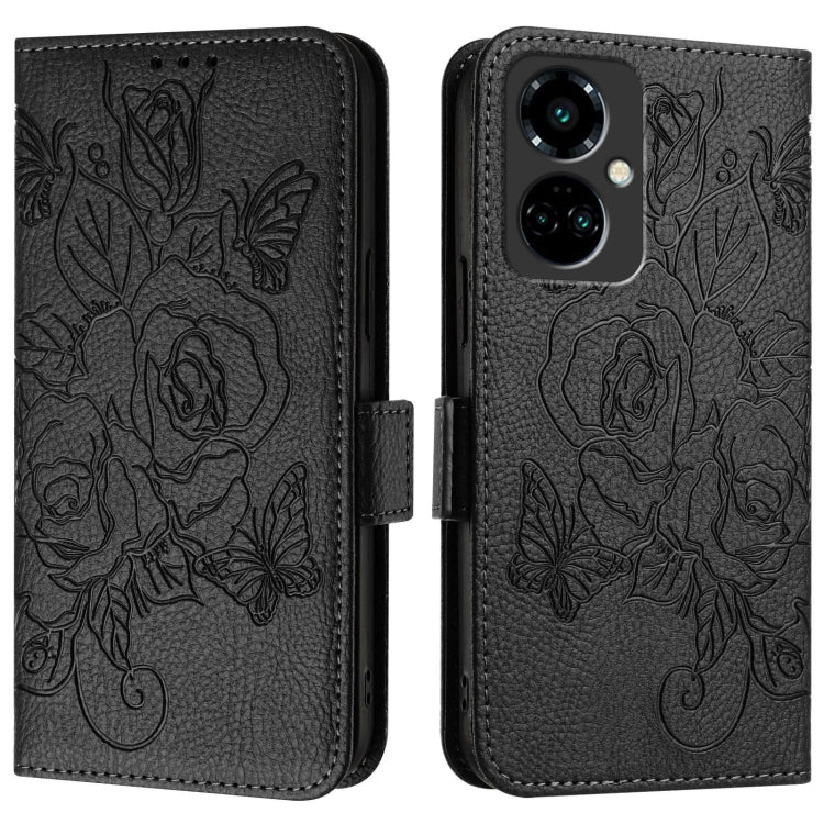 For Tecno Camon 19 Pro 5G Embossed Rose RFID Anti-theft Leather Phone Case