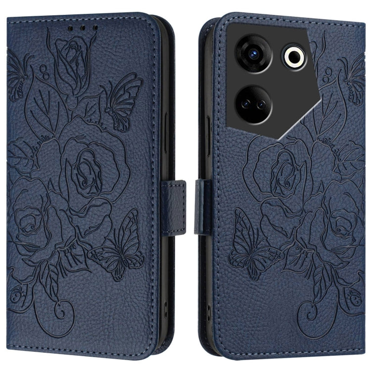 For Tecno Camon 20 / 20 Pro 4G Embossed Rose RFID Anti-theft Leather Phone Case