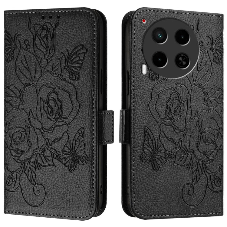 For Tecno Camon 30 5G / 4G Embossed Rose RFID Anti-theft Leather Phone Case