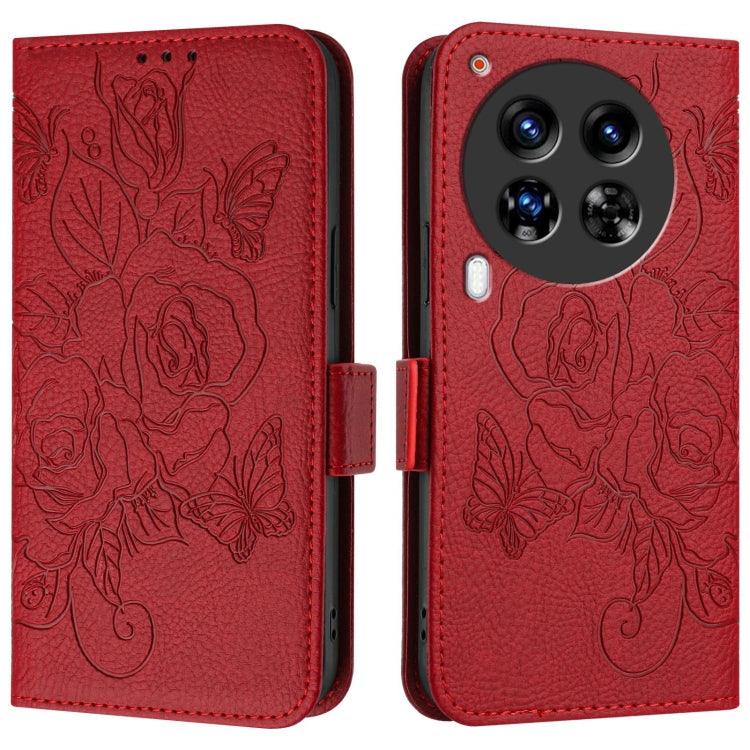For Tecno Camon 30 Premier 5G Embossed Rose RFID Anti-theft Leather Phone Case