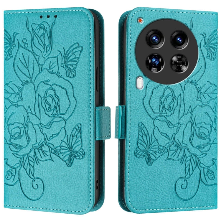 For Tecno Camon 30 Premier 5G Embossed Rose RFID Anti-theft Leather Phone Case