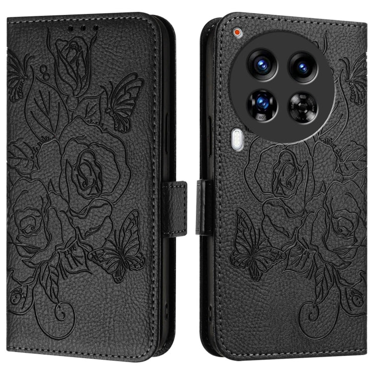 For Tecno Camon 30 Premier 5G Embossed Rose RFID Anti-theft Leather Phone Case