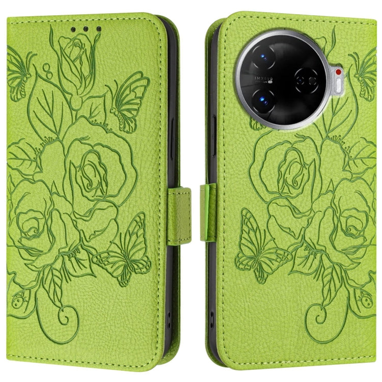 For Tecno Camon 30 Pro 5G Embossed Rose RFID Anti-theft Leather Phone Case