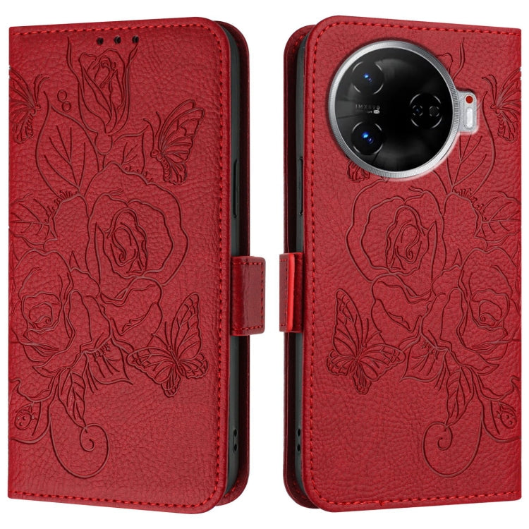 For Tecno Camon 30 Pro 5G Embossed Rose RFID Anti-theft Leather Phone Case