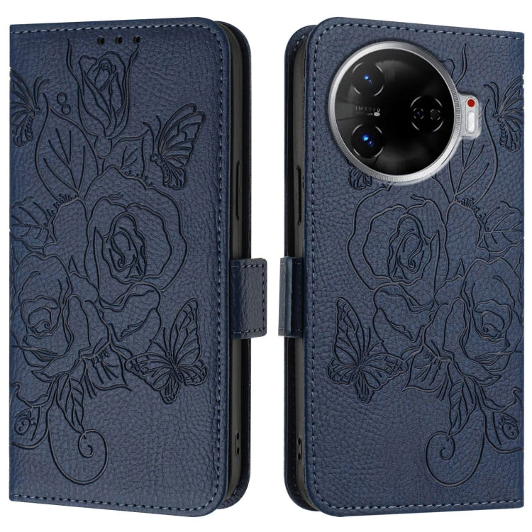 For Tecno Camon 30 Pro 5G Embossed Rose RFID Anti-theft Leather Phone Case