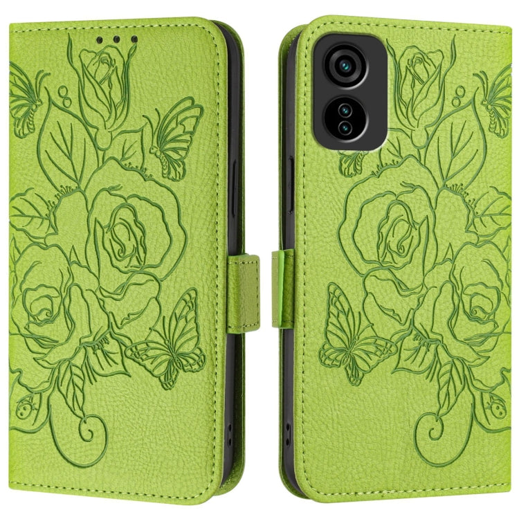For Tecno Pop 6c Embossed Rose RFID Anti-theft Leather Phone Case