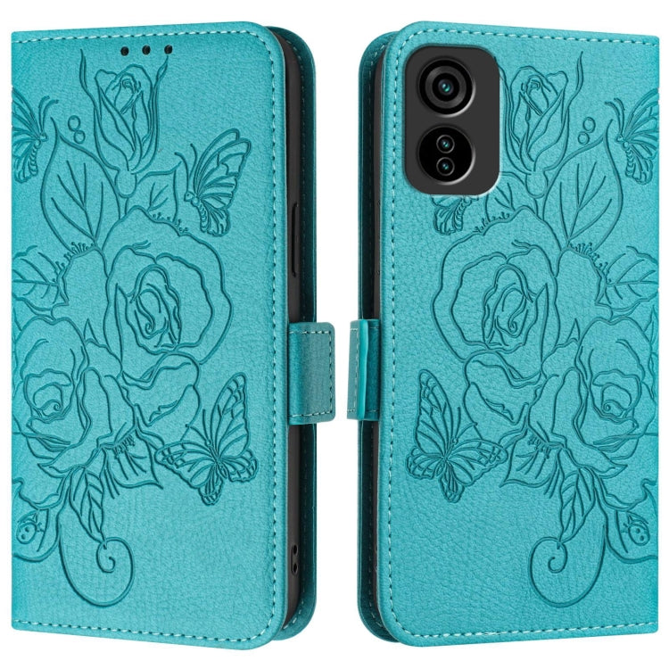 For Tecno Pop 6c Embossed Rose RFID Anti-theft Leather Phone Case