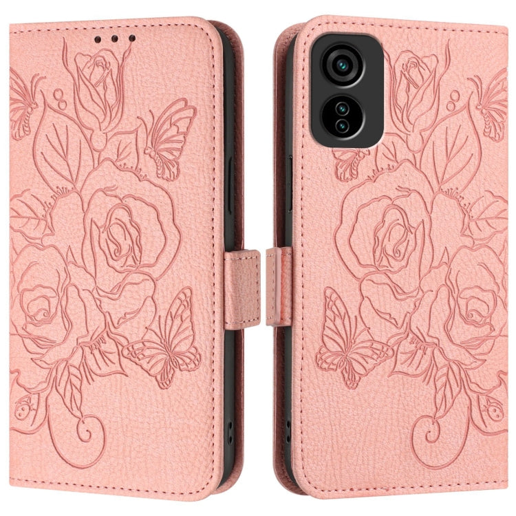 For Tecno Pop 6c Embossed Rose RFID Anti-theft Leather Phone Case